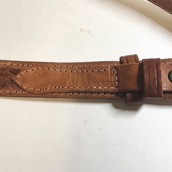 Vintage Handcrafted Tooled Mens Womens Brown Leather Belt Size 32 S/M 30"-34" - Picture 13 of 16